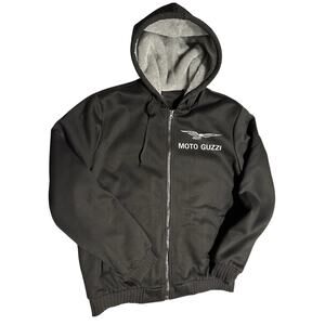 Moto Guzzi Men’s Size M/L zip-up hoodie with a grey fleece lining Motorcycle